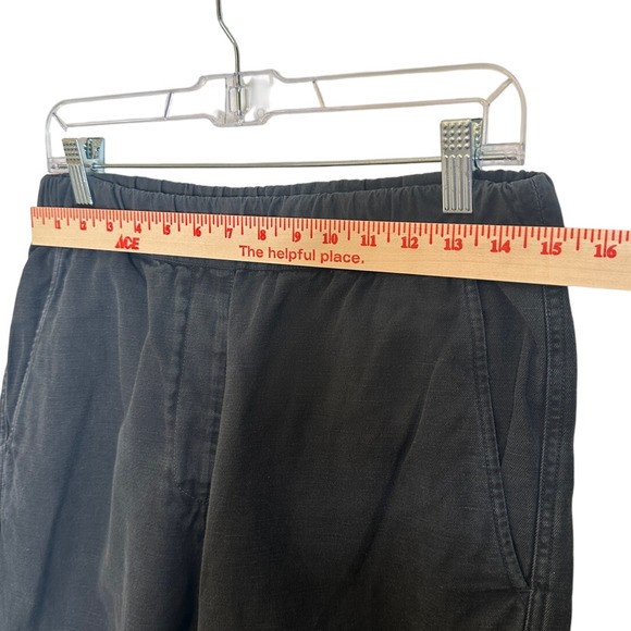 Nili Lotan S Slouchy Elastic Waist LINEN Luna Pant Crop Washed Black Drop Crotch - Picture 4 of 7